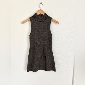 HOUSE OF HARLOW 1960 knit top / side slit brown gold sleeveless tank / size S